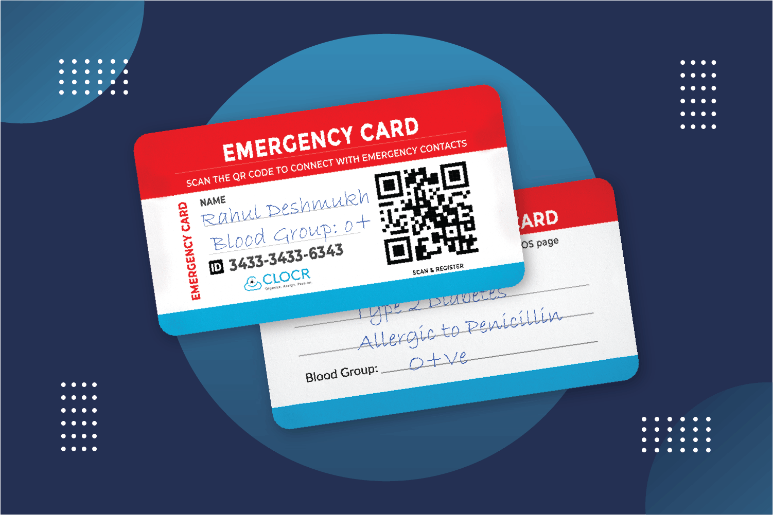 medical emergency contact card